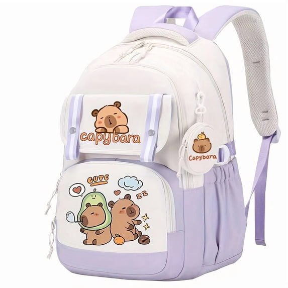 Capybara Theme Backpack for Girls Cute Girls Backpack Kawaii Bookbag for Girls Kingdergarten Teens Elementary School Student