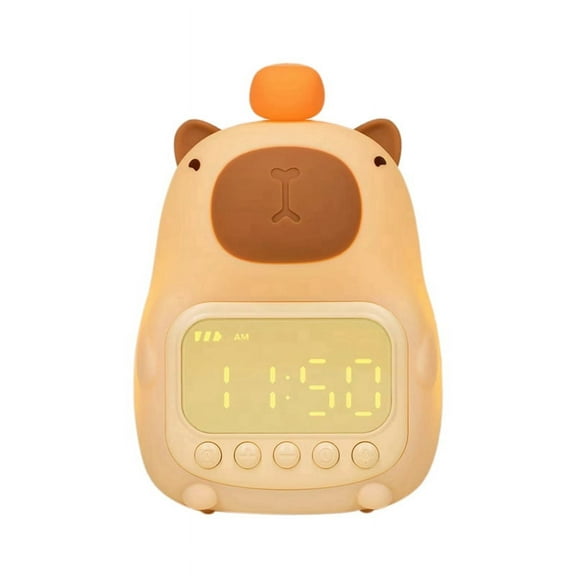 Capybara Themed Bedside LED Snooze Clock,Rechargeable Nightlight,Touch Control-the Perfectgift for Students and Children