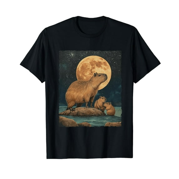 Capybara Three Capybara Moon T-Shirt