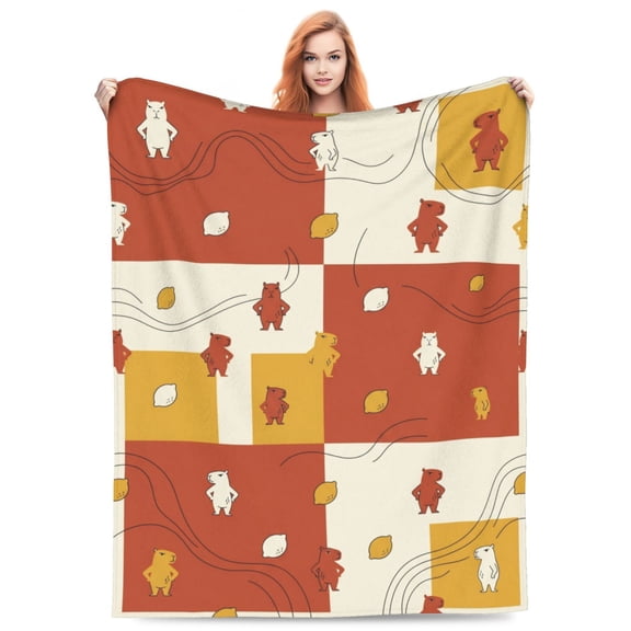 Capybara Throw Blanket - Cute Animal Design Flannel Blanket, Soft Cozy Warmth Bedding for Couch Bed 50x40