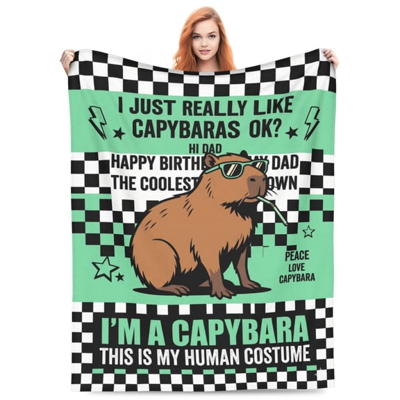 Capybara Throw Blanket for Bedding Bed, Funny Quotes Cartoon Design, Soft Cozy Blanket Adults Gifts 50x40