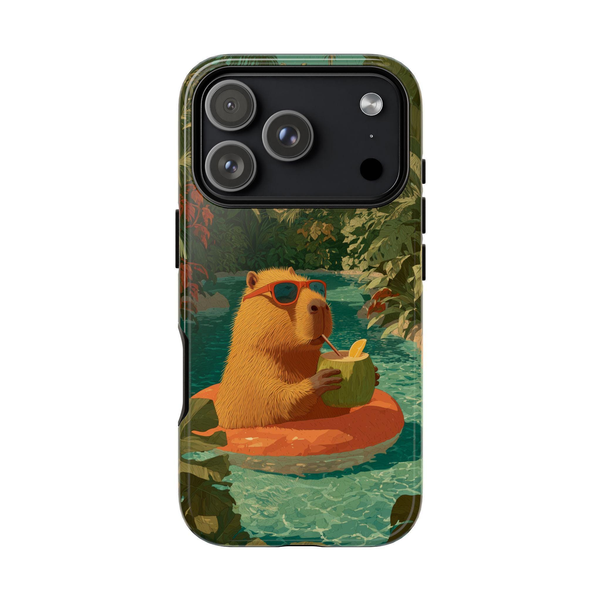 Capybara Tropical Vacation Coconut Drink Summer Fun Phone Case 17 16 15 ...
