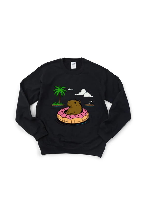 Capybara Vacation Funny Animal Rodent Travel Holiday Cute Relax Chill Cute Sweatshirt, for men & women, up to size 5XL