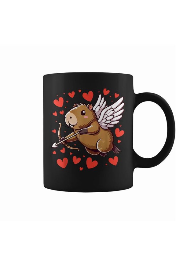 Capybara Valentine Cupid Hearts Valentines Day Capybara Coffee Mugs