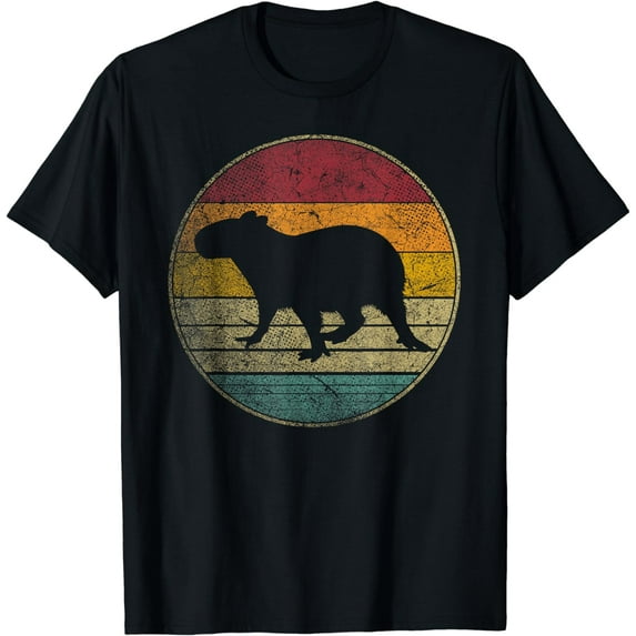 Capybara Vintage Distressed Retro Style Silhouette 70s Gift T-Shirt