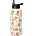 thumbnail image 1 of Capybara Water Bottle 18oz Cute Kawaii Thermos Insulated Sports Bottles Cup with Handle and Flip Straw Capybara Gifts Stuff for Kids Girls Women, 1 of 6