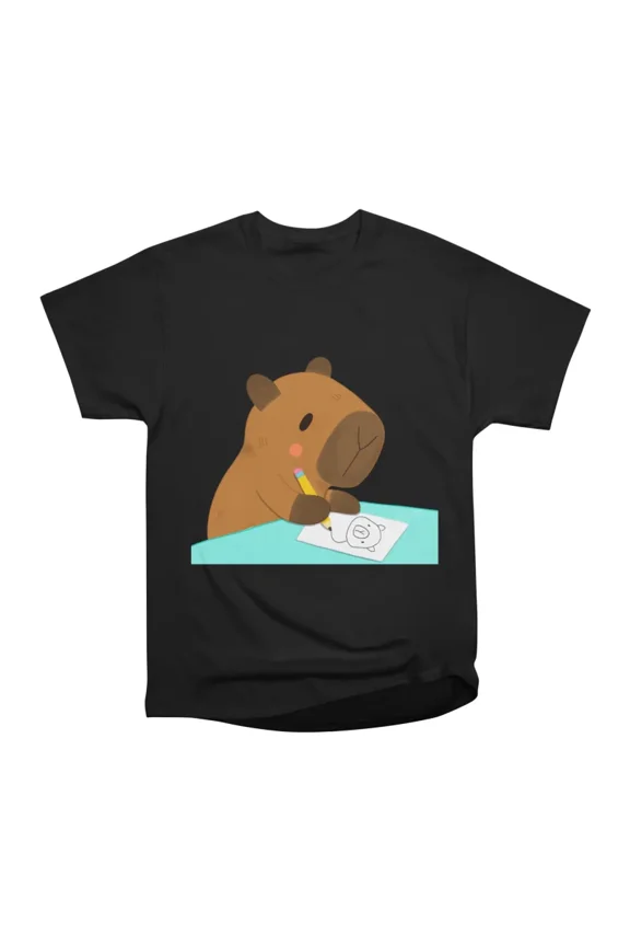 Capybara drawing a self portrait T-Shirt Tee Gift For Him Merch For Her Apparel For Friend