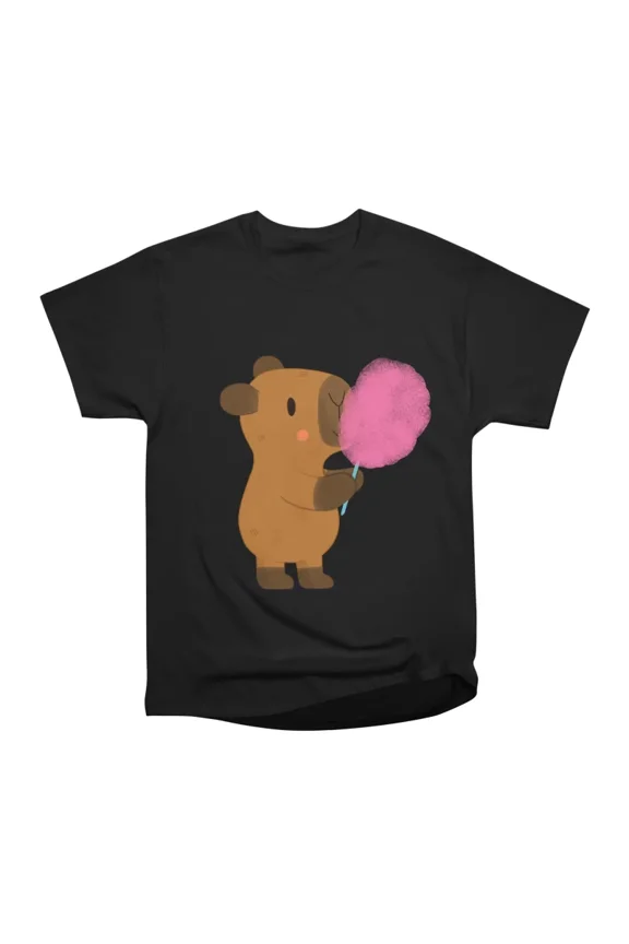 Capybara eating Cotton Candy T-Shirt Tee Gift For Him Merch For Her Apparel For Friend