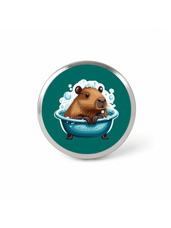 Capybara in Bubble Bath Bathing Funny Backpack Hat Novelty Lapel Pin
