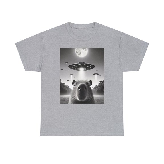 Capybara selfie with UFOs wired shirt-Funny humor shirt Unisex Cotton Tee