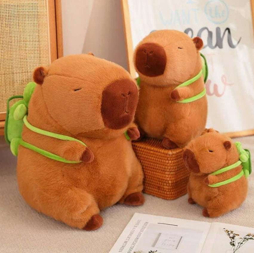 Capybara with Turtle Backpack Plush Toy
