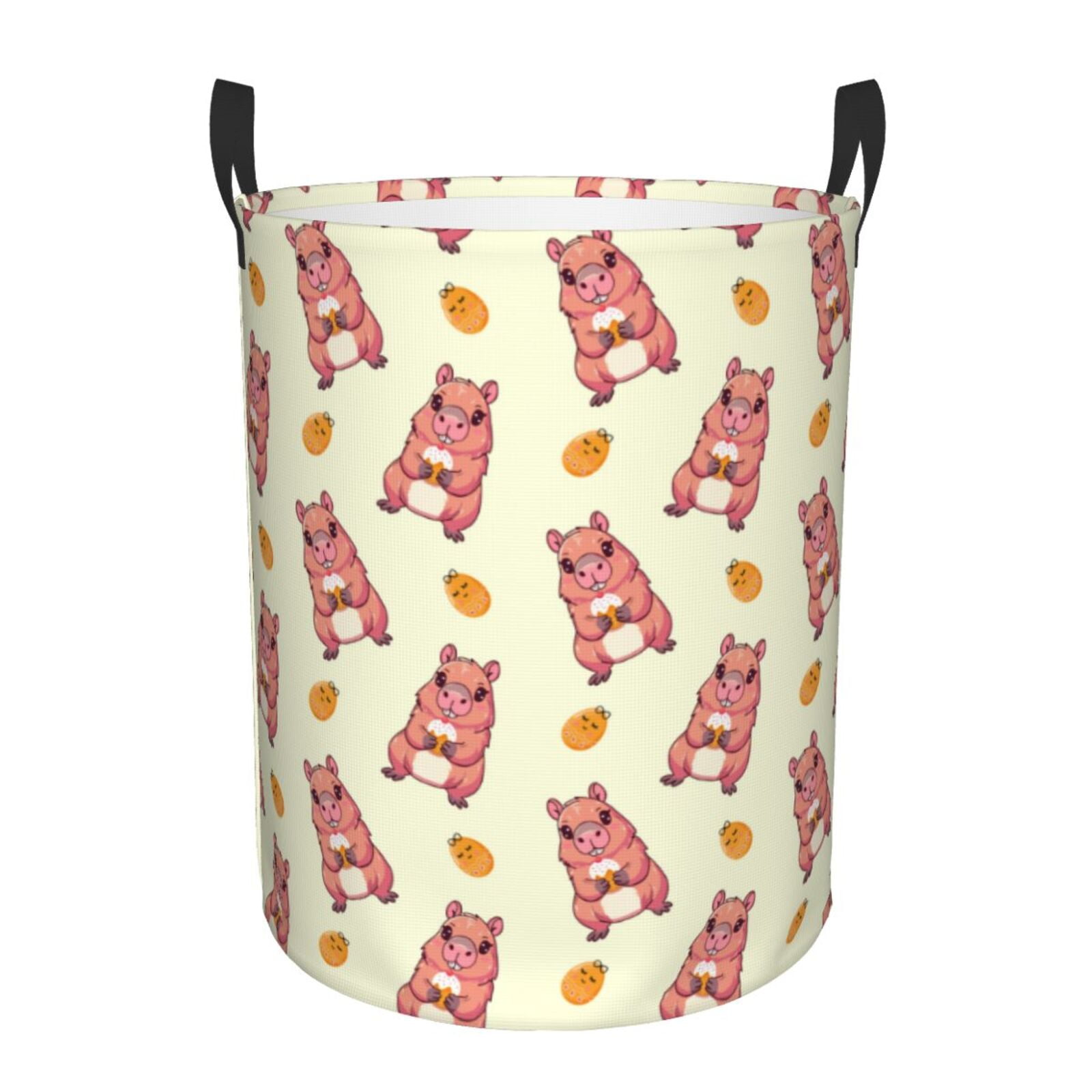 Capybaras Easter Eggs Laundry Basket with Handles - Freestanding ...