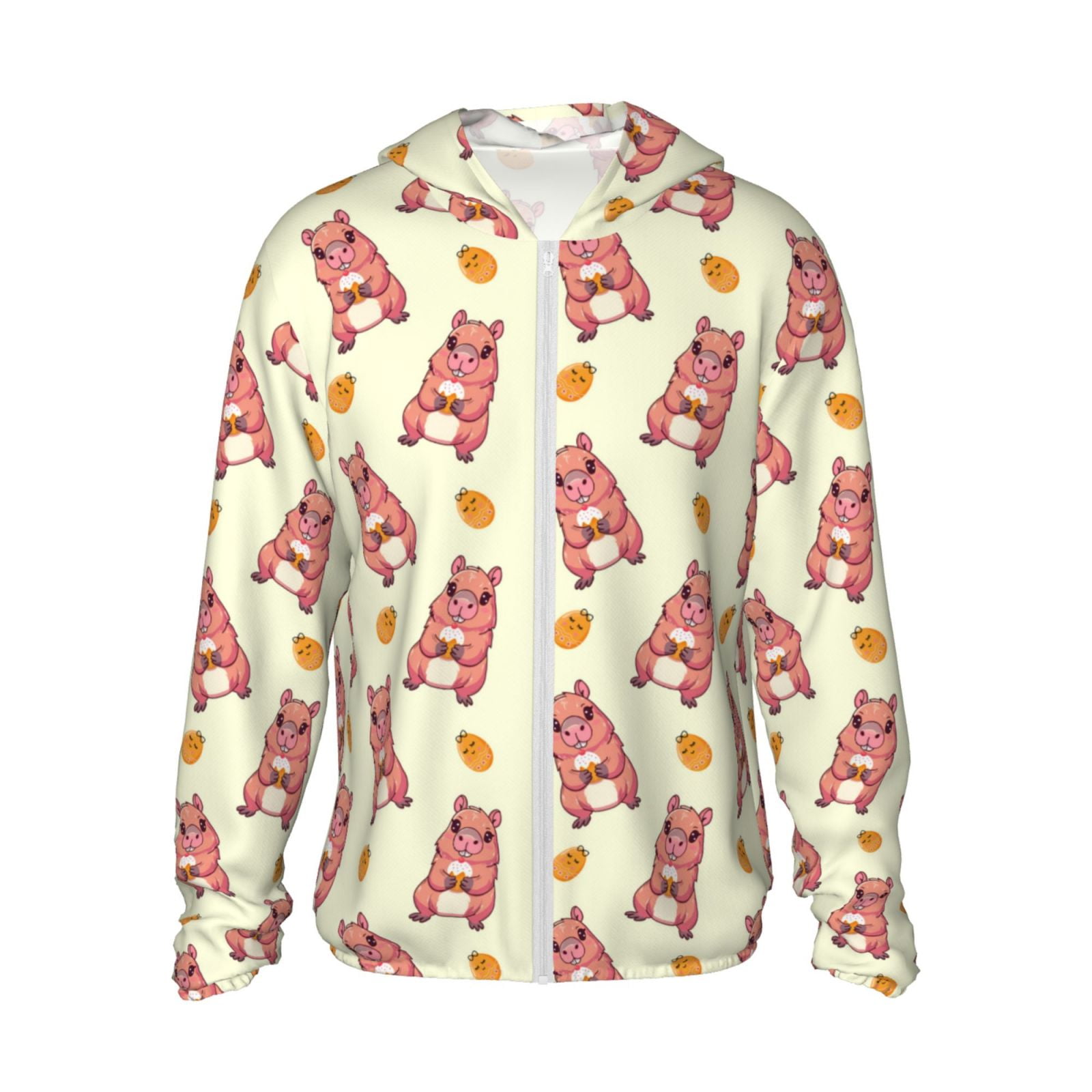 Capybaras Easter Eggs Sun Protection Zip Up Hoodie Jacket Lightweight