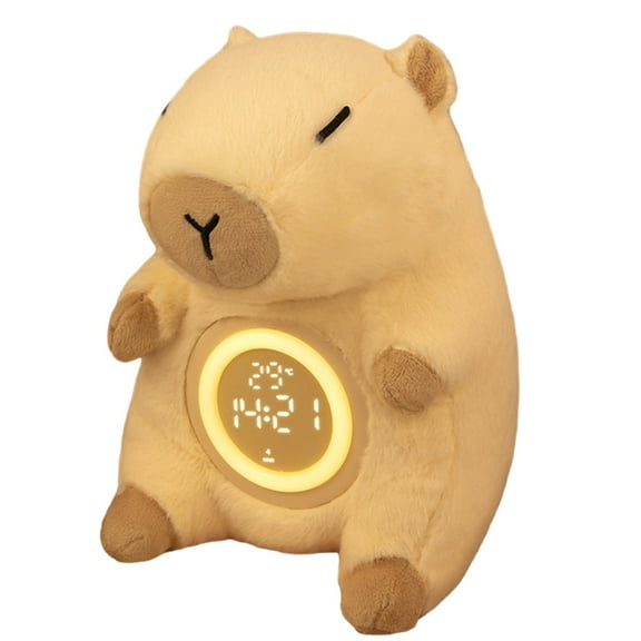 Capybaras LED Alarm Clock for Children, USB Powereds Soft Polyester Lamp, Touch Control, Dimmable Brightness, Timers Setting