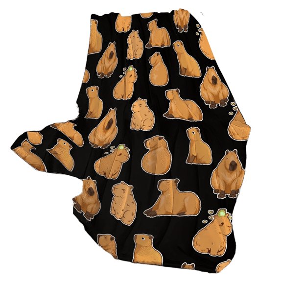 Capybaras Print Flannel Blanket Soft Bed Cover Warm Fleece Bedspread