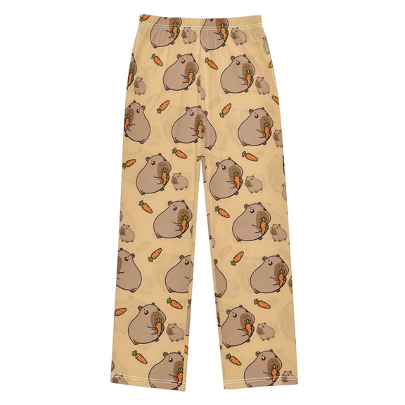 Capybare Eating Christmas Pajama Pants Soft and Lightweight Elastic Waistband Christmas Pajama Pants