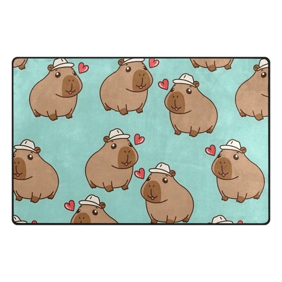 Capybare Pattern Memory Foam Area Rug 31"x20" Non Slip, Absorbent, Fade Proof for Living Room, Bedroom, Office