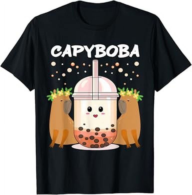 Capyboba Milk Tea Capybara Cute Animal Bubble Tea T-shirt - Walmart.com