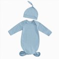 thumbnail image 1 of Caqnni 0-3 Months Unisex Baby Newborn Knotted Sleeping Bag Fetal Hat Set Baby Pajamas Bodysuit One-Piece Jumpsuit,A51-Sky Blue, 1 of 4