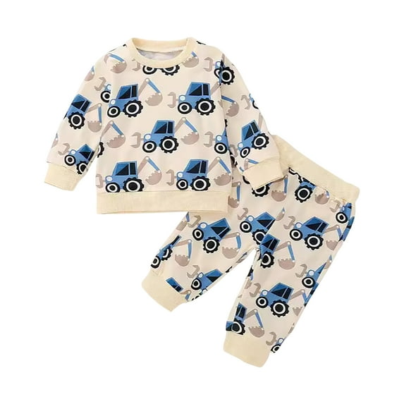 Caqnni 0-3T Toddler Baby Boys Fall Outfits Contrast Color Long Sleeve Sweatshirt and Elastic Pants 2Pcs Clothes Set Pajama Sets Baby Layette & Gift Sets(6-12 Months)