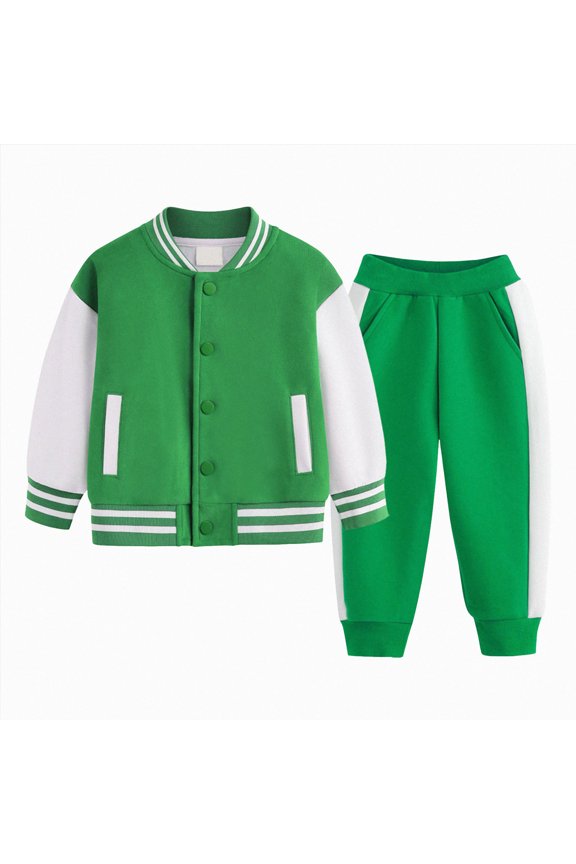 1-2 Years Toddler Kids Baby Girls T-Shirt Set Print Long Sleeve Tops Long Pants 2 Piece Set Cute Leisure Fall Winter Outfits Set A258-Green