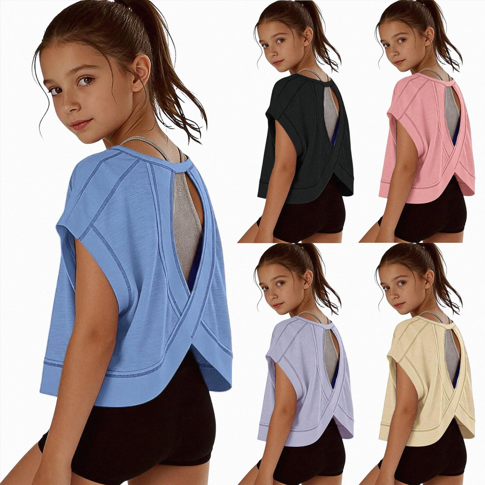 Caqnni 13-14 Years Kids Boys Girls Basic Tees Girls Short Sleeve ...