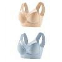 Caqnni 2 Pack Women's Wireless Bra, Comfort Full-Coverage Wirefree Bra for Women (Blue,XXL)