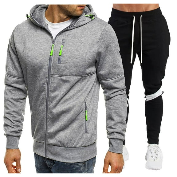 Caqnni 2 Pieces for Men Fleece Hoodie Sweatsuit Outfit Jogger Set Pullover Sweatshirt Sweatpants Warm Sports Suit Fall Winter Tracksuit (Gray,3XL)