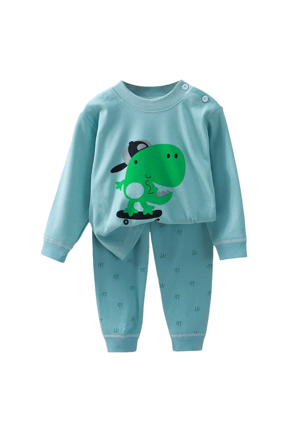 2Pcs Baby Boy Autumn Winter 3 6 12 18 24 Months 3 Years Long Sleeve Tree/Gesture Print T-Shirt + Pants Set Toddler Clothes Loungewears Pajamas Set 12-24 Months FOR 2-3 Years