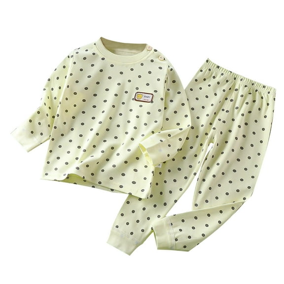 Caqnni 2Pcs Little Boy Clothes Long Sleeve Pullover Sweatshirt Tops+Jogger Pants Fall Winter Pajama Outfits (Yellow,5-6 Years)