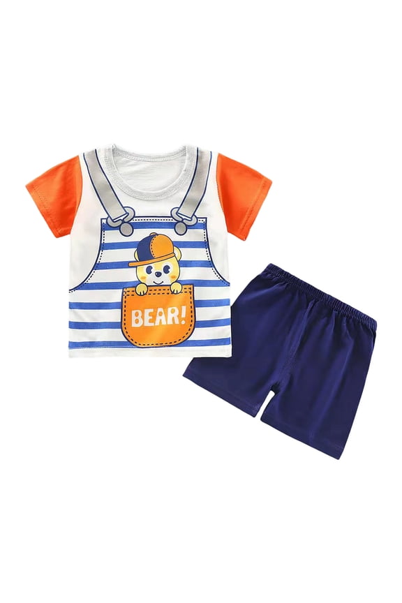 2Pcs Summer Outfits Set – Cute Flower Short Sleeve T-Shirt & Pants for Toddler Girls (1-8Y Gift) Summer 2Pcs Gift Outfits Set 2Pcs Summer Playwear Beach Outfits 3-4 Years,Orange