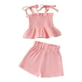 thumbnail image 1 of Caqnni 2Pcs Summer Outfits Set for Toddler Girls – Flower Short Sleeve T-Shirt + Shorts, Perfect Gift Set Summer 2Pcs Gift Outfits Set Dailywear Set Pink 6-9 Months, 1 of 5