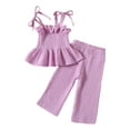 thumbnail image 1 of Caqnni 2Pcs Summer Outfits Set for Toddlers - Girls Flower Sleeveless Strap T-Shirt + Pants Summer 2Pcs Gift Outfits Set Girls' Clothing Set 0-5 Years, 1 of 7
