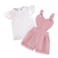 thumbnail image 1 of Caqnni 2pcs Toddler Girls Summer Outfits Ribbed Halter Crop Top Romper Bodysuit +Floral Bloomer Shorts+Headband Clothes Set Short T-shirt Sets Red 4-5 Years, 1 of 7