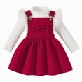 thumbnail image 1 of Caqnni 3-4 Years Toddler Baby Girls Cotton Outfit Shirt and Pant 2 Pieces Kids Casual Clothes Long Sleeve Fall Winter Sets Dailywear & Loungewear Outfits Set A264-Red, 1 of 9