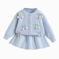 thumbnail image 1 of Caqnni 3-4 Years Toddler Baby Girls Fall Winter Clothes Long Sleeved Pullover Shirt + Pants 2 Pcs Casual Dailywear & Loungewear Outfits Set For Kids A120-Blue, 1 of 6
