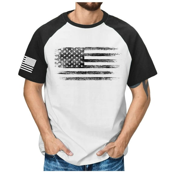 Caqnni 3D American Flag and Shirt USA Flag T-Shirt Patriotic Shirt Men's Graphic Tees Shirts for Men Patriotic T Shirt (Z02-White,M)