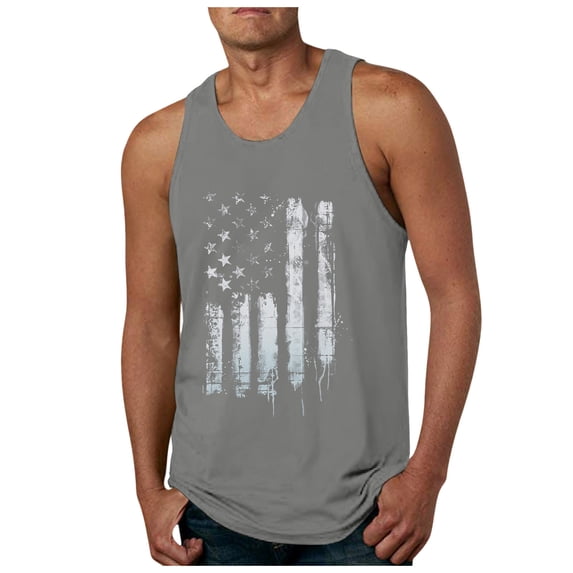 Caqnni Mens 3D Tank Top Novelty Graphic Breathable Quick Dry Sleeveless Beach Shirt(Grey,M)