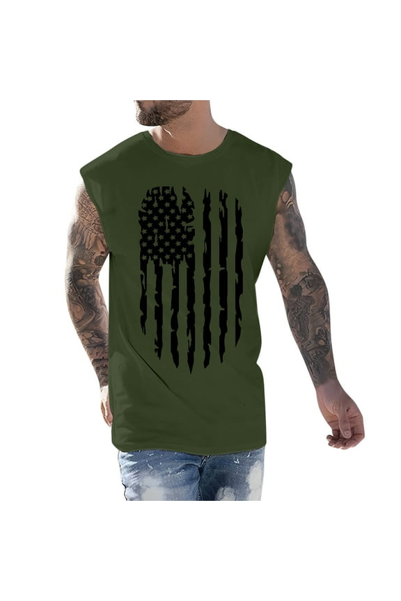 American Flag Tank Top Mens 4th of July Shirt Patriotic USA Sleeveless Graphic Muscle Shirts Summer Workout Gym Funny Tanks(AG,L)