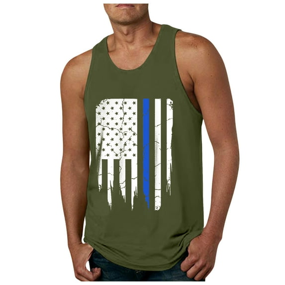 Caqnni 4th of July Shirts Mens Muscle Tank Top 1776 Short Sleeved Graphic Gym Workout American Flag Shirt(AG,M)
