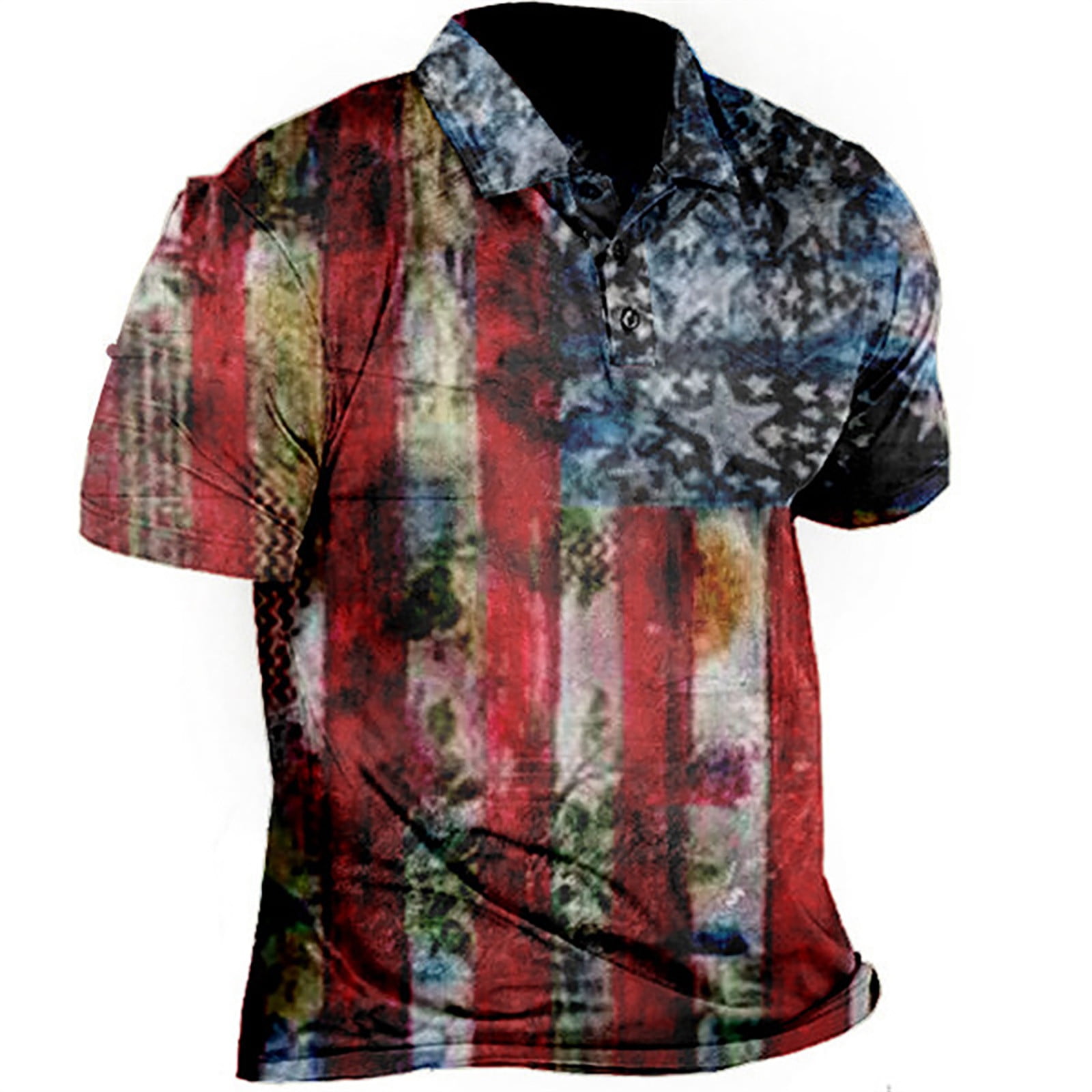 Caqnni 4th of July Shirts for Men, Patriotic American Flag Polo Shirts ...