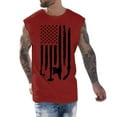 thumbnail image 1 of Caqnni 4th of July Tank Tops Mens Muscle Tank Top American Flag Print Short Sleeved Round neck Tee Shirts Workout Shirts(Red,S), 1 of 1
