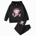 thumbnail image 1 of Caqnni 5-6 Years Toddler Girl T-Shirt and Leggings Outfit Set, 2-Piece Sweatshirt + Joggers Pants Set A234-Black, 1 of 5
