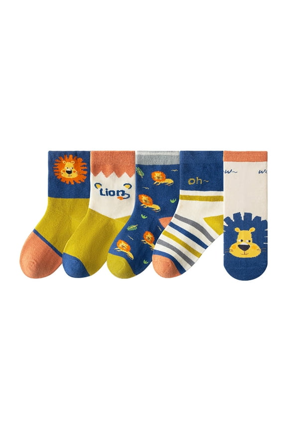 5 Pairs Boys Girls Soft Cotton Crew Dress Socks Seamless Toe School Socks SOFT & COZY Indoor&Outdoor Wear for 1-16 Years 5 Pairs,3-5 Years