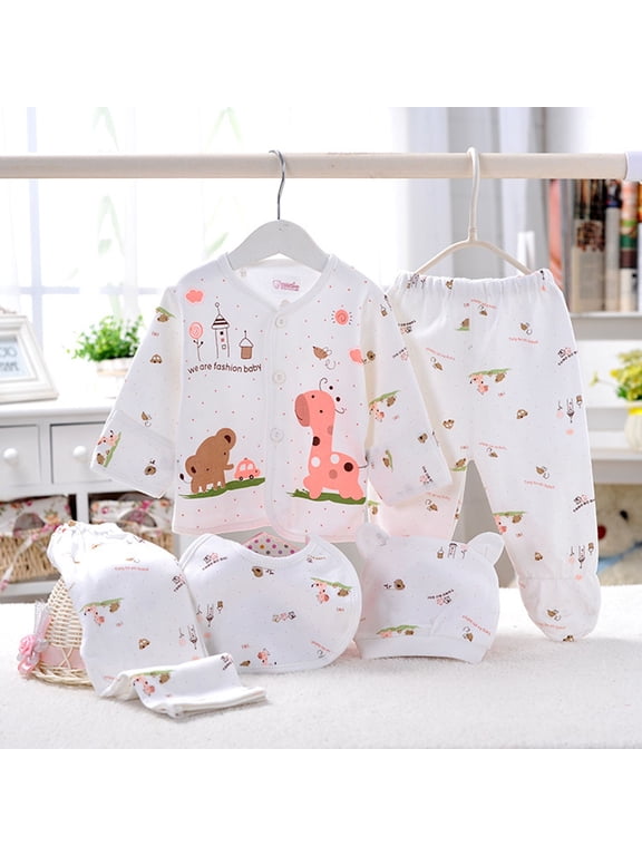 5Pcs Unisex Baby Boy Girl Cotton Layette Outfit Set Baby Cotton Clothes Suit for to 3 Months oy Girl Boy Take Me Home Set Layette Set Shower Gift Set