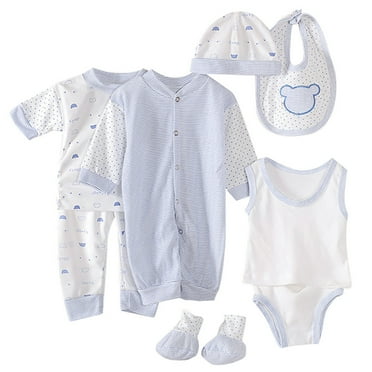 Caqnni 8Pcs 0-3 Months Baby Layette Shower Clothing Set Unisex Girls Boy Grow Comfort Soft Clothes Cartoon Outfits Gift Layette Set Boy Girl 8PCS Girls Outfits&Set (A05)