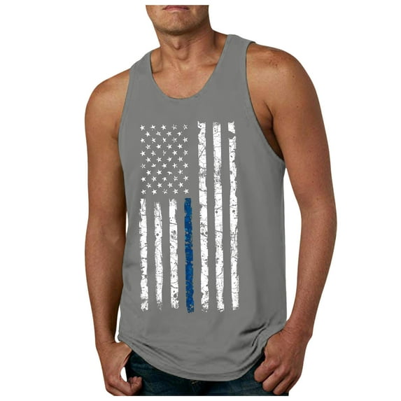Caqnni American 1776 Tank Top Shirtst Men American Flag Patriotic Short Sleeve Independence Day Tank Top Shirtst (Grey,3XL)