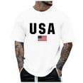 thumbnail image 1 of Caqnni American Flag T Shirt for Men Casual Plus Size Patriotic Short Sleeve Crew Neck Summer Tee Retro Tops Mens T Shirt(White,XL), 1 of 4