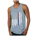 thumbnail image 1 of Caqnni American Flag Tank Top Men Patriotic 4th of July USA Summer Short Sleeved Shirt (Light Blue,L), 1 of 4