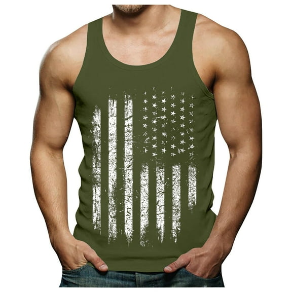 Caqnni American Flag Tank Top Men Patriotic 4th of July USA Summer Short Sleeved Shirt (Z01-AG,XL)